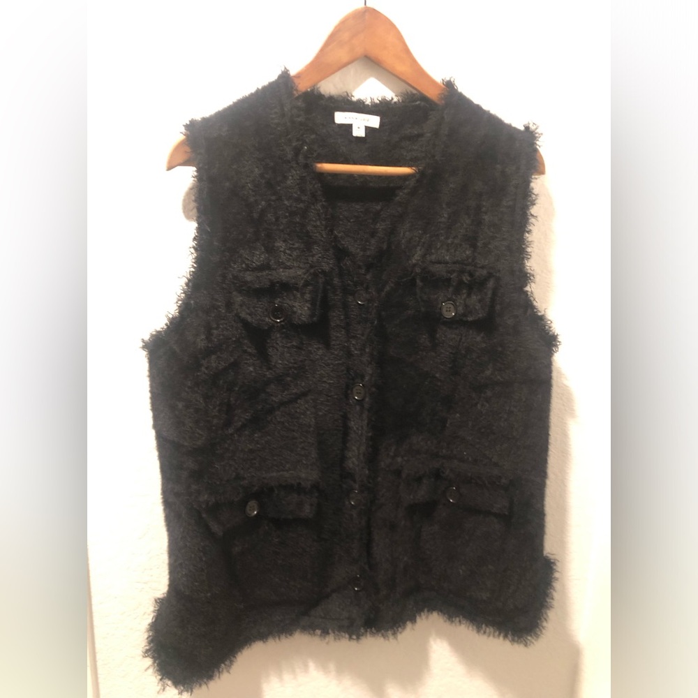 2 for $24 - MAX STUDIO MACYS Black Furry Button-Front Vest